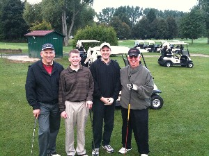 Helping raise scholarship funds at the chapter's 8th annual Stuttgart AFCEA Golf Classic in September are (l-r) Michael Smith, Paul Stancik, Aaron Unger and Dr. Joe Page. The team finished first in the field with a score of 11 under par.